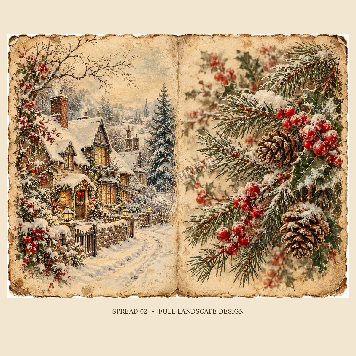 Full view of Christmas double-page spread 2 with generic watermark