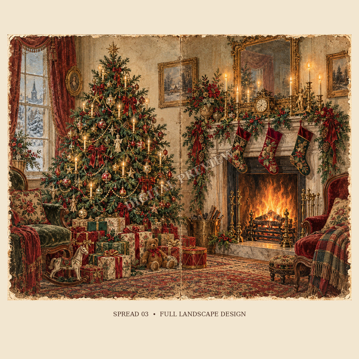 Full view of Christmas double-page spread 3 with generic watermark