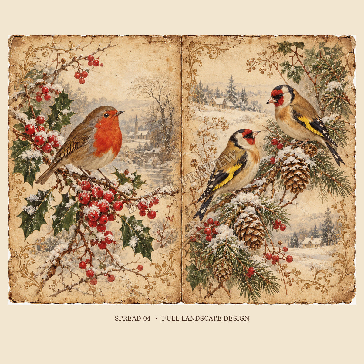 Full view of Christmas double-page spread 4 with generic watermark