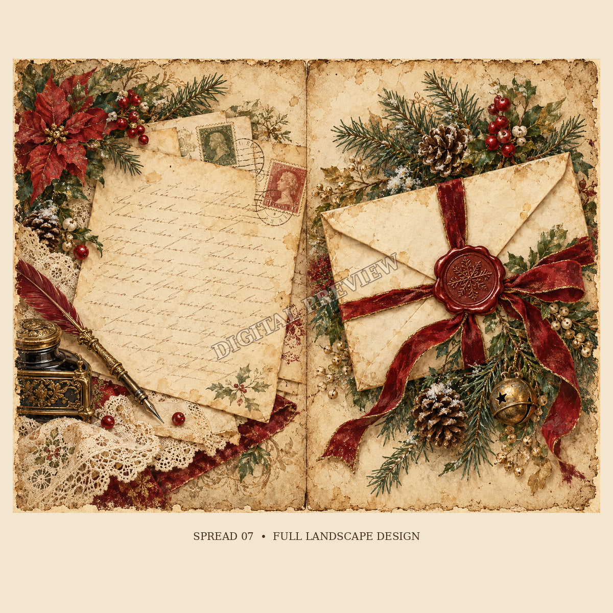 Full view of Christmas double-page spread 7 with generic watermark