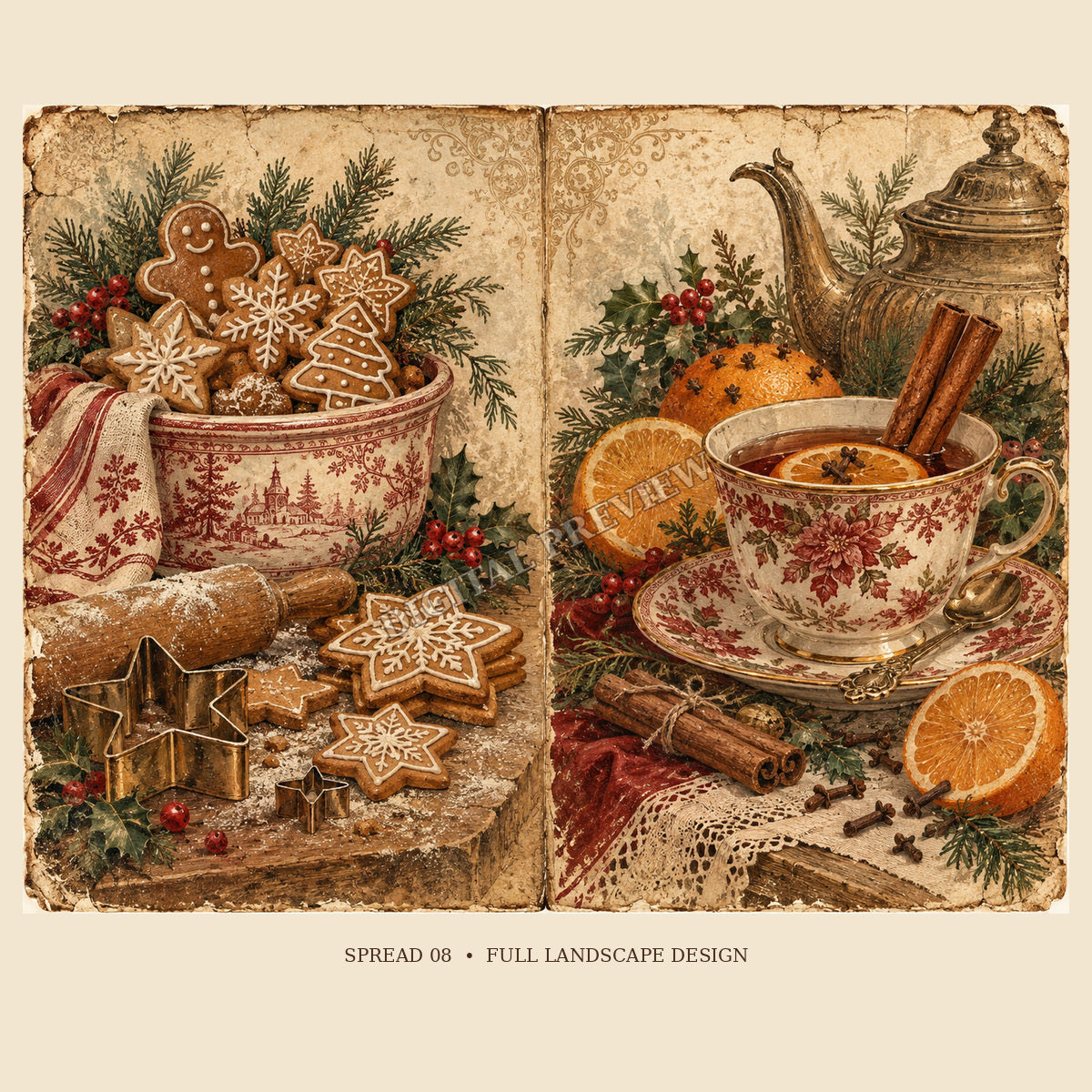 Full view of Christmas double-page spread 8 with generic watermark