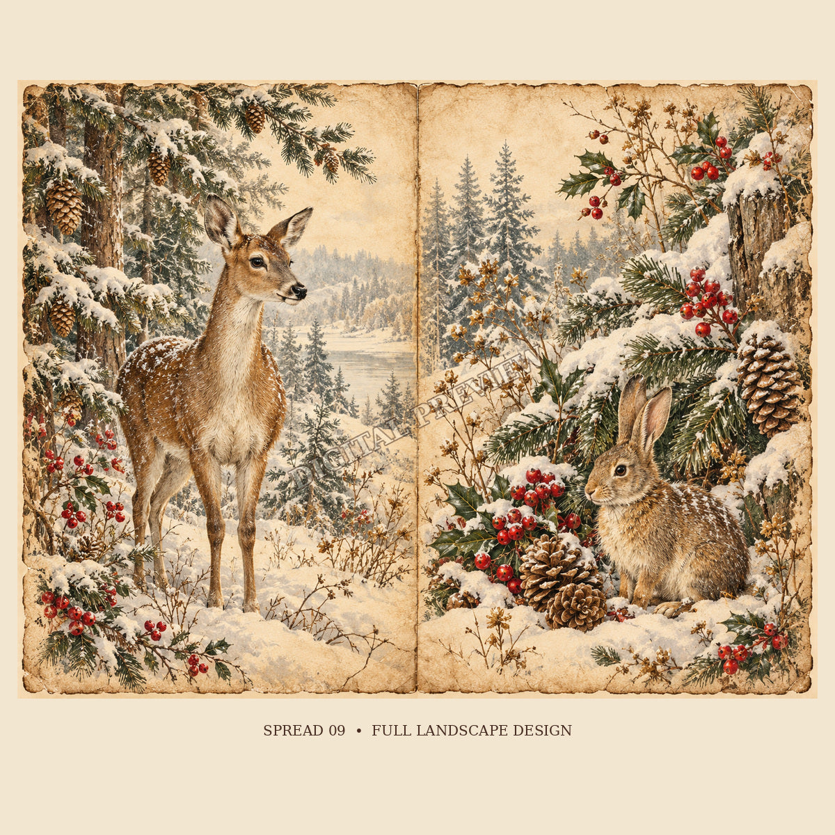 Full view of Christmas double-page spread 9 with generic watermark