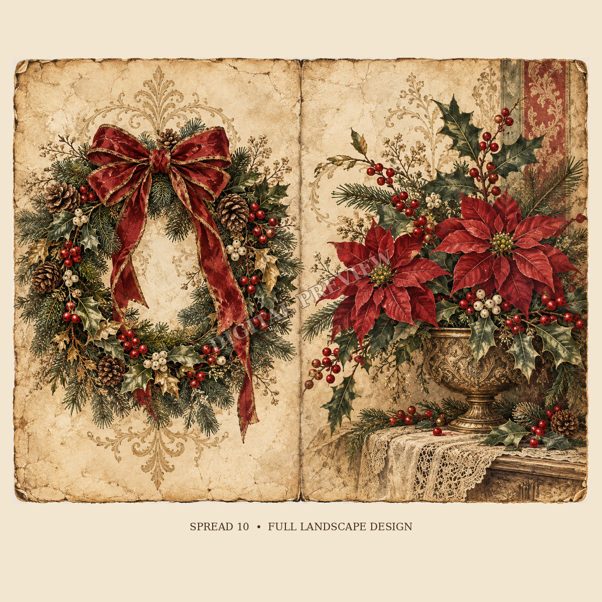 Full view of Christmas double-page spread 10 with generic watermark