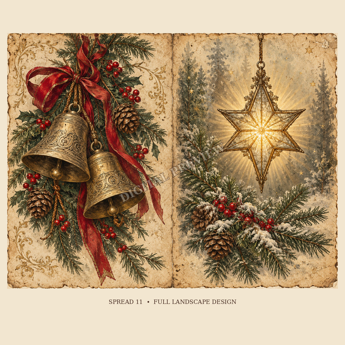 Full view of Christmas double-page spread 11 with generic watermark