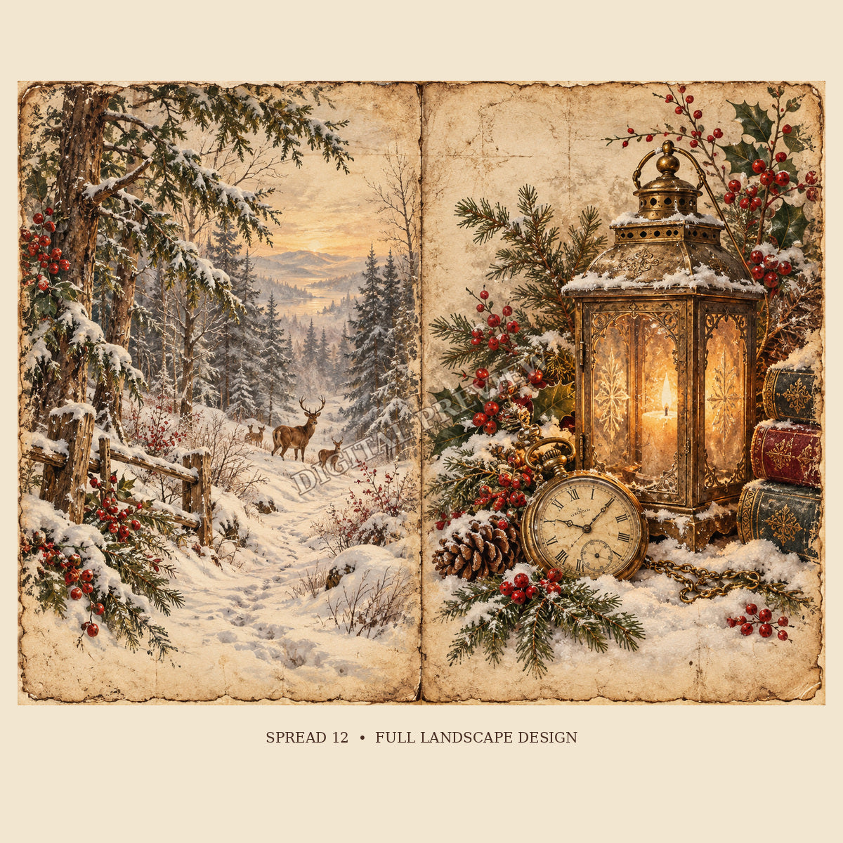 Full view of Christmas double-page spread 12 with generic watermark