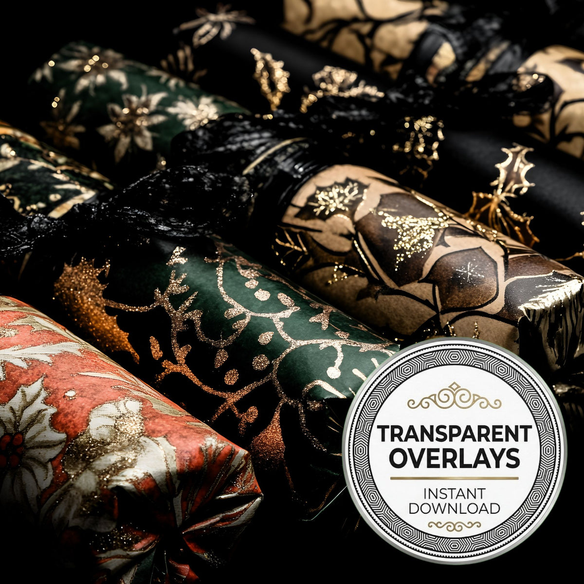 Christmas Crackers Transparent Overlay Pngs