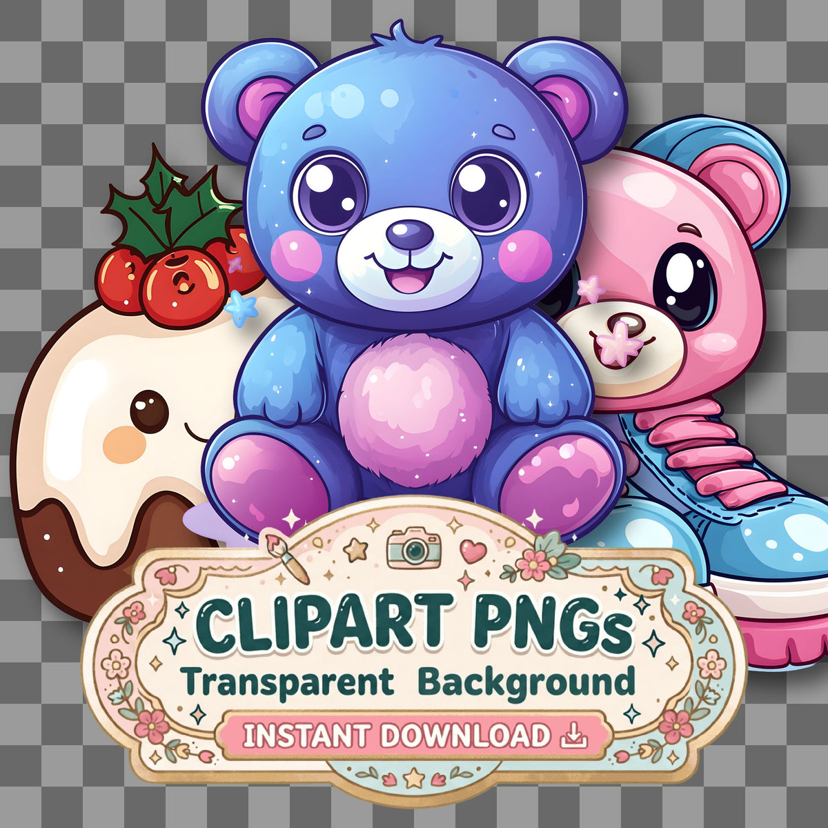 Christmas Kawaii Style Clipart Pngs