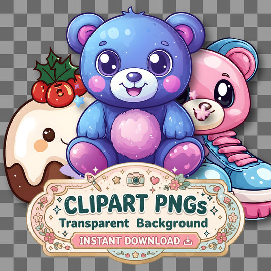 Christmas Kawaii Style Clipart Pngs