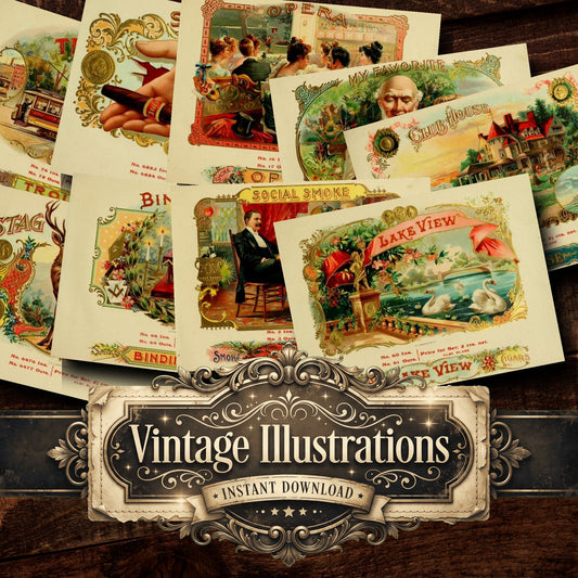 Cigar Box Covers Vintage Prints