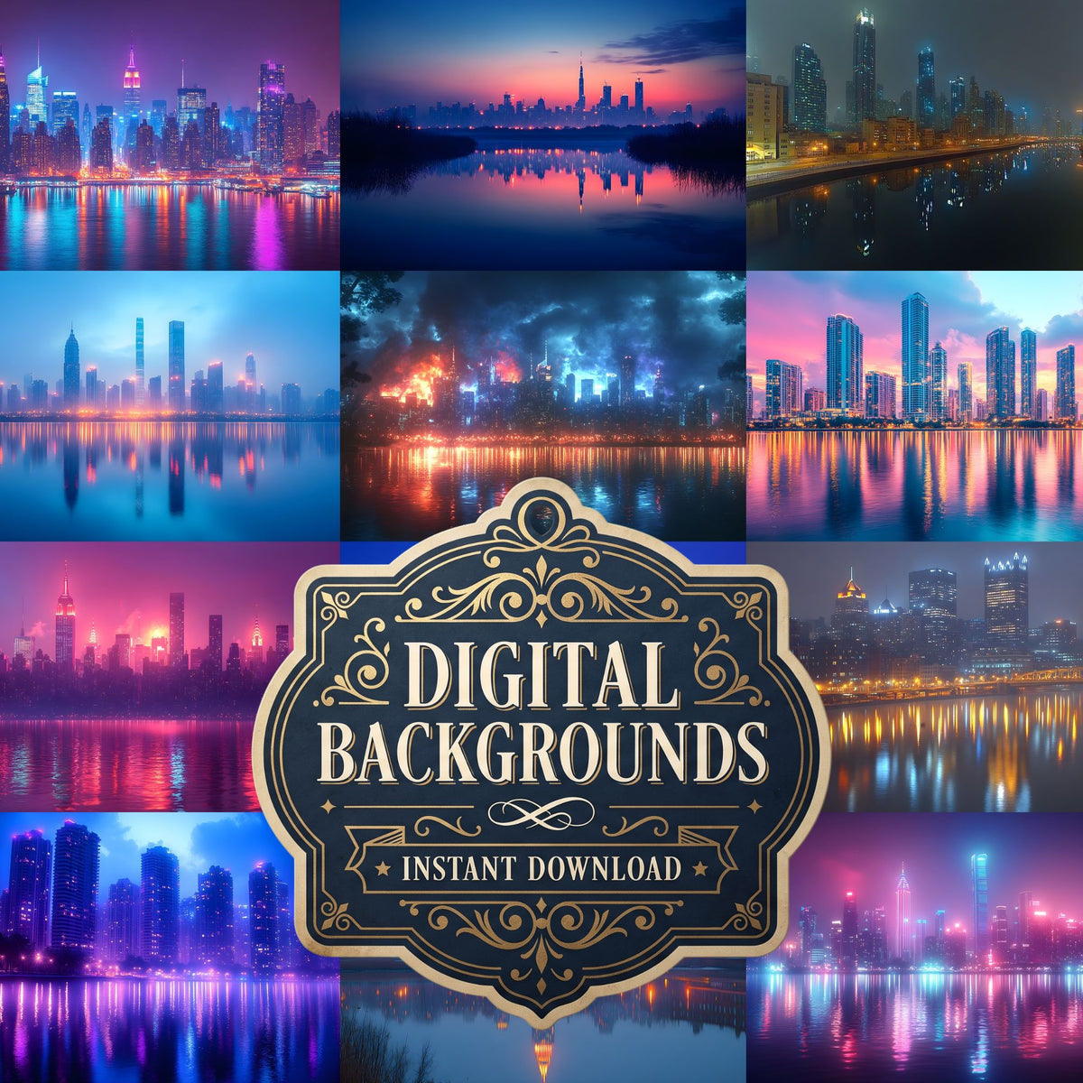 City Lightskyline Night Backdrop Images