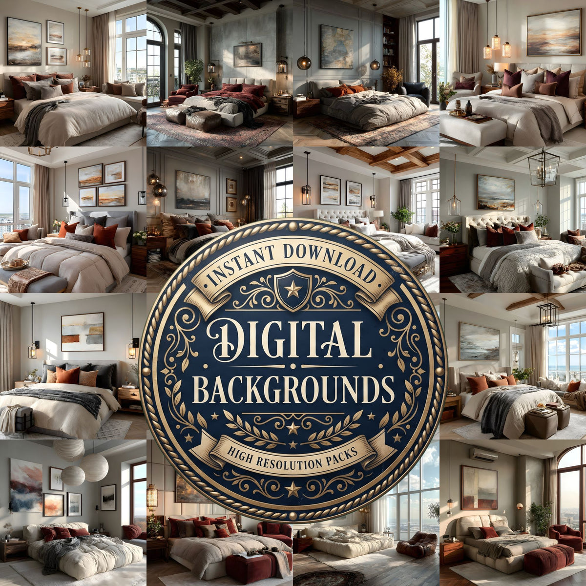 Classic Modern Beach Bedroom Backdrop Images