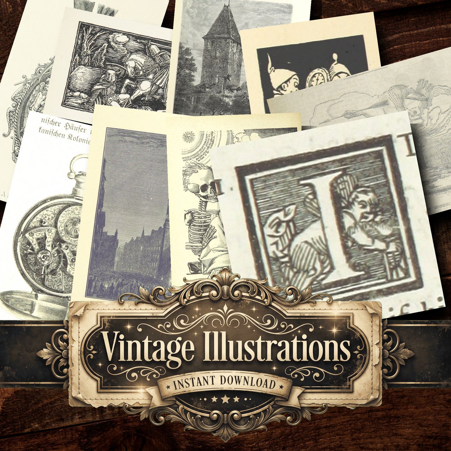 Clocks And Timepieces Vintage Prints