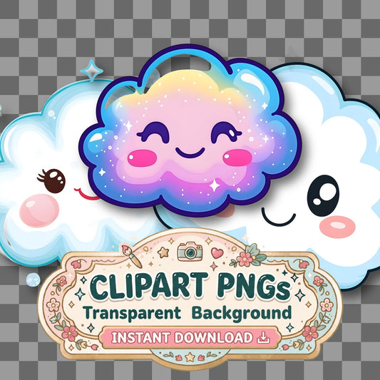 Cloud Kawaii Style Clipart Pngs
