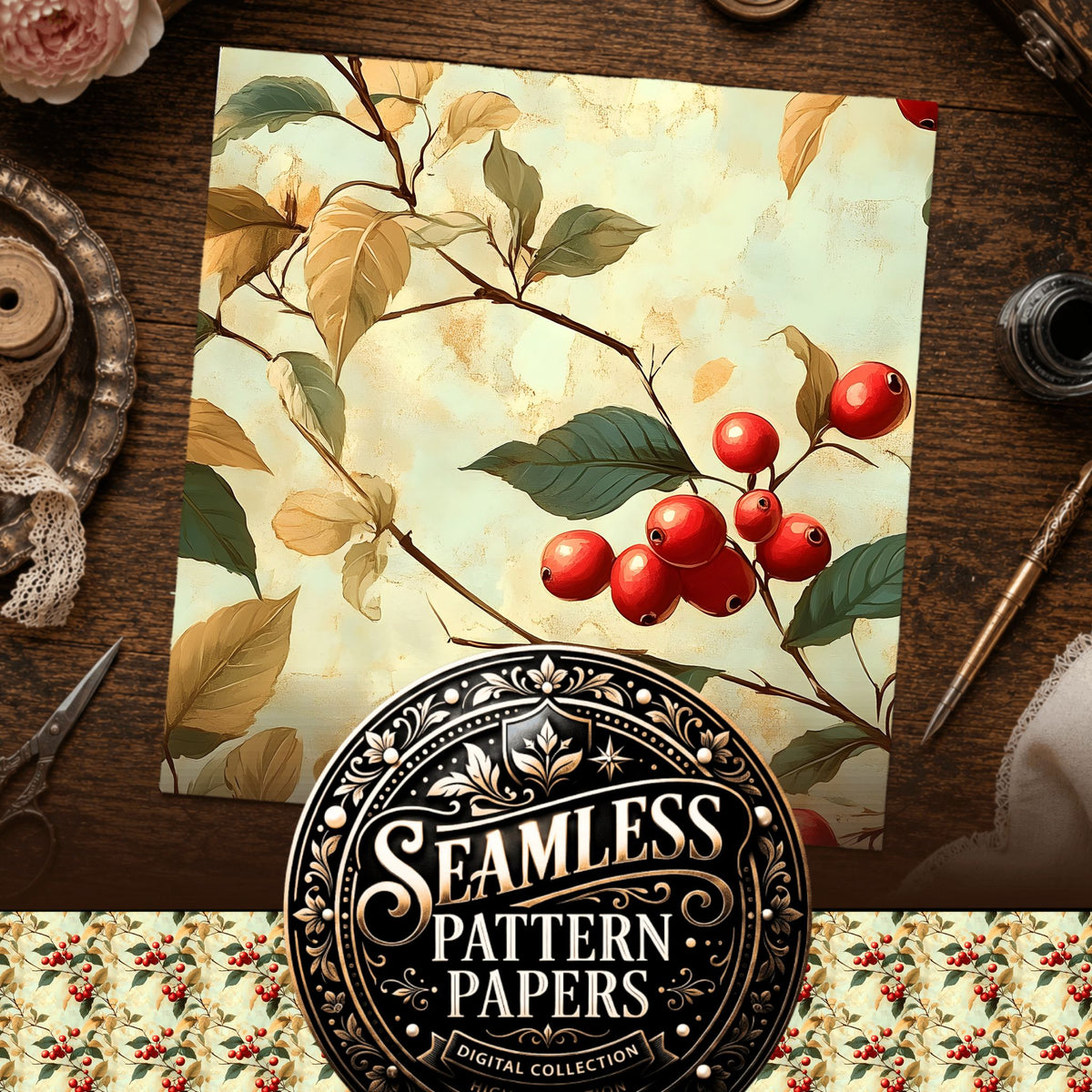 Coffee seamless pattern digital papers, cover preview
