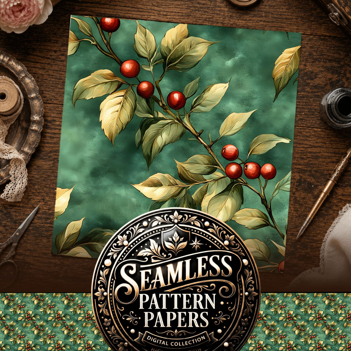 Coffee seamless pattern digital papers, cover preview