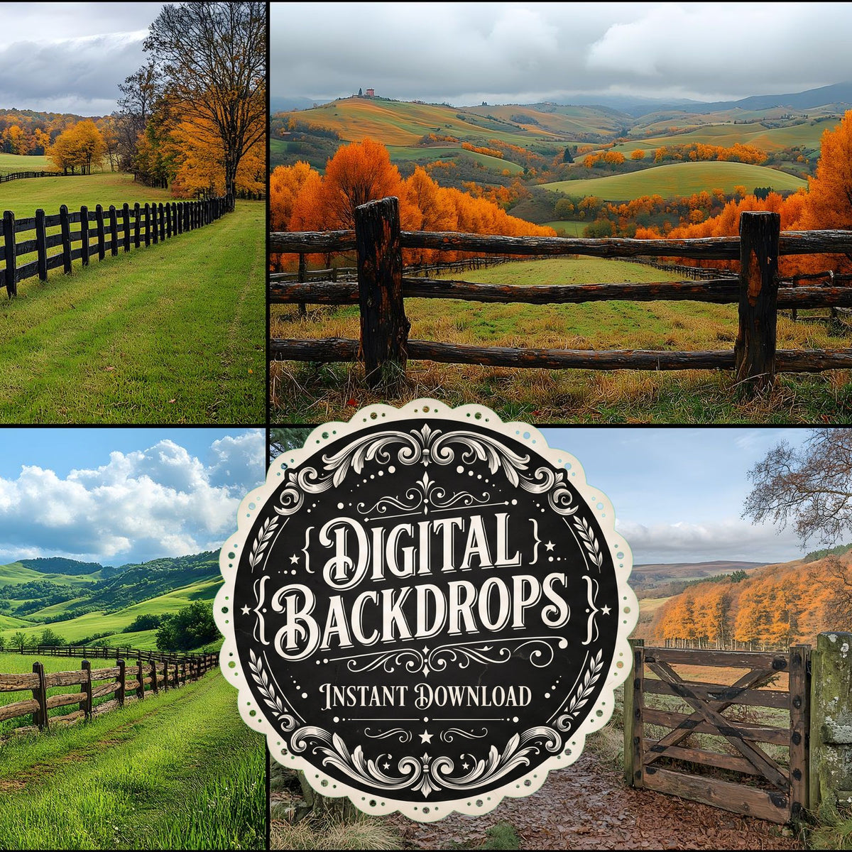 Countryside Fencing Backdrop Images