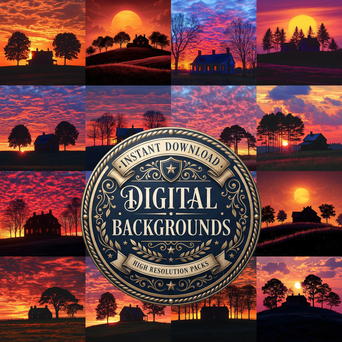 Countryside Silhouette Backdrop Images