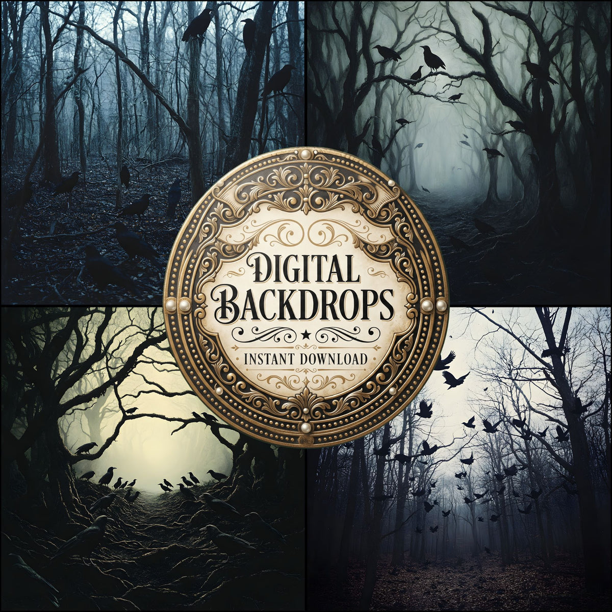 Crow Feather Forest Backdrop Images