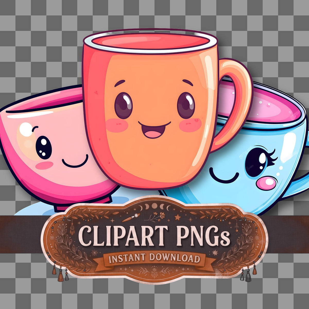 Cup Kawaii Style Clipart Pngs