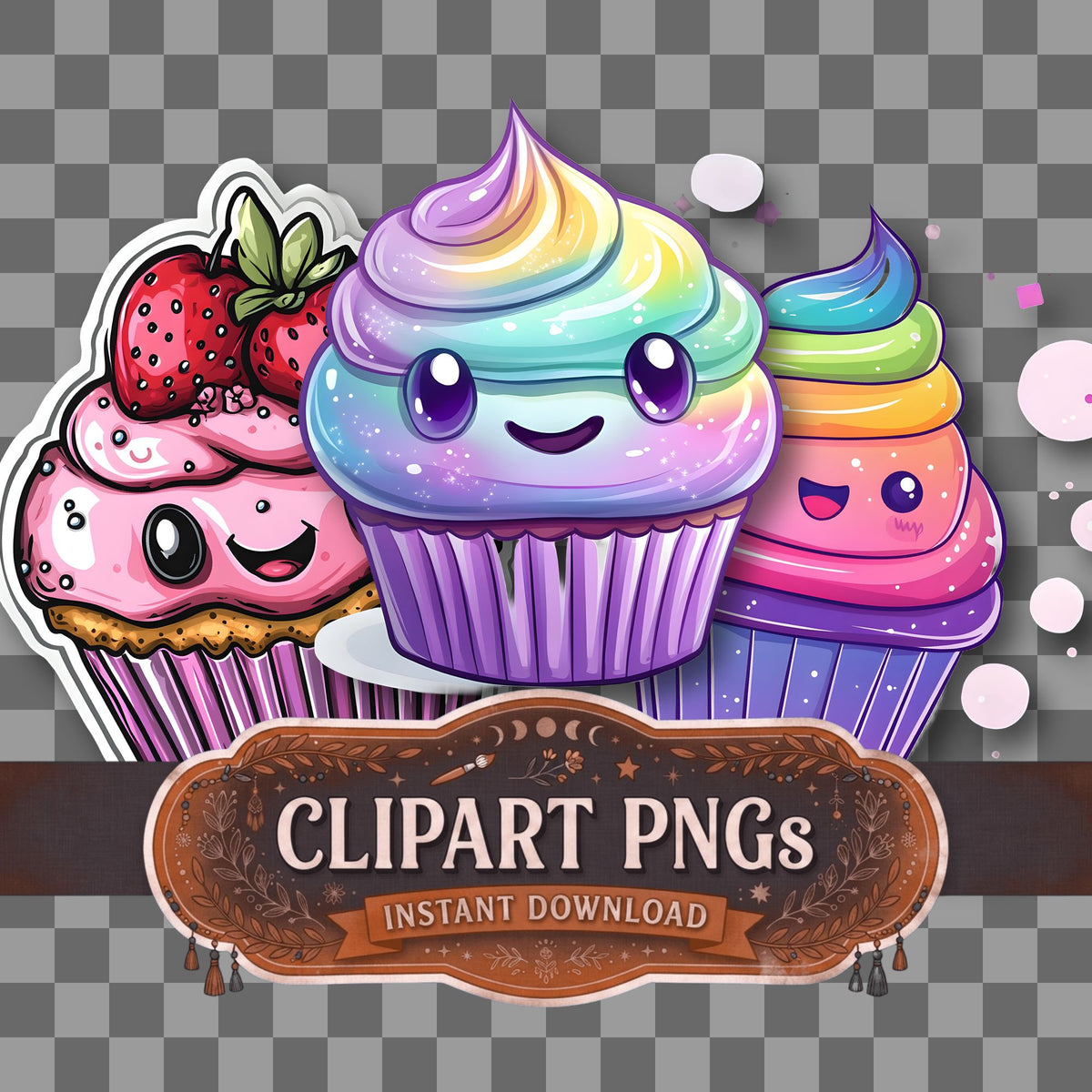 Cupcake Kawaii Style Clipart Pngs