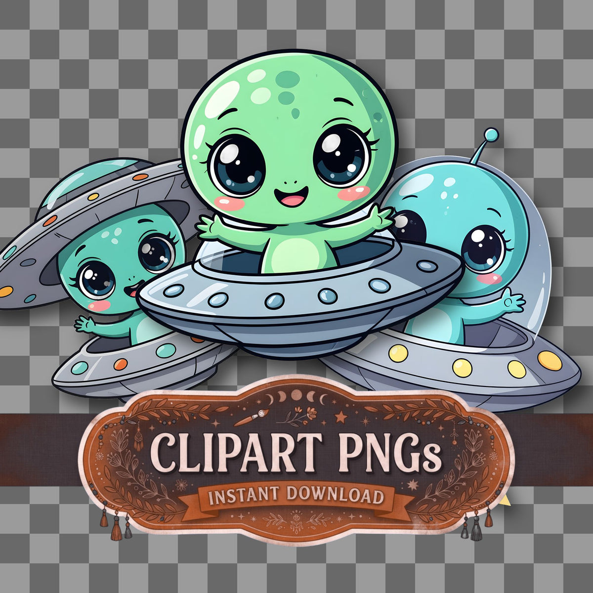 Cute Chibi Alien Clipart Pngs