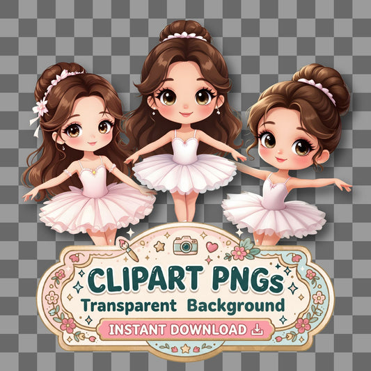 Cute Chibi Ballerina Clipart Pngs