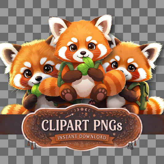 Cute Chibi Red Panda Clipart Pngs