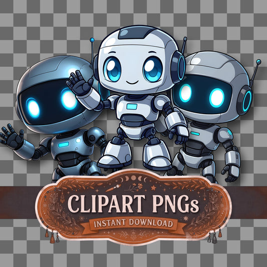 Cute Chibi Robot Waving Clipart Pngs