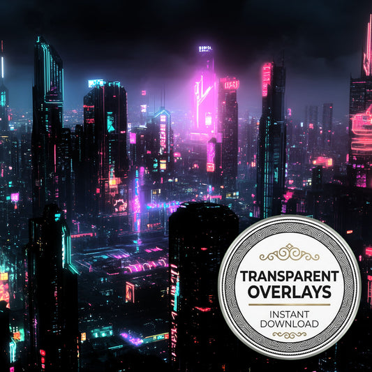 Cyberpunk Cityscape Background Transparent Overlay Pngs