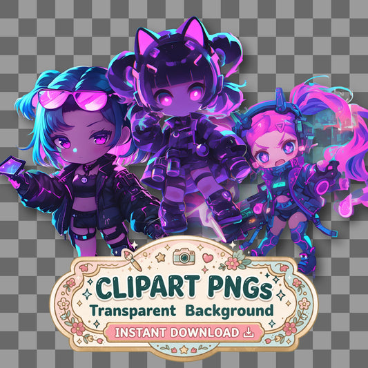 Cyberpunk Girl Clipart Pngs