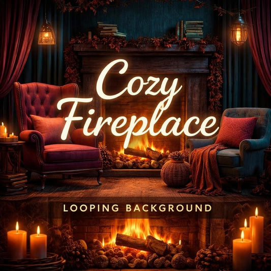 Fireplace Loop Video | Cozy lo-fi animated background | Seamless loop video background for ambience and study