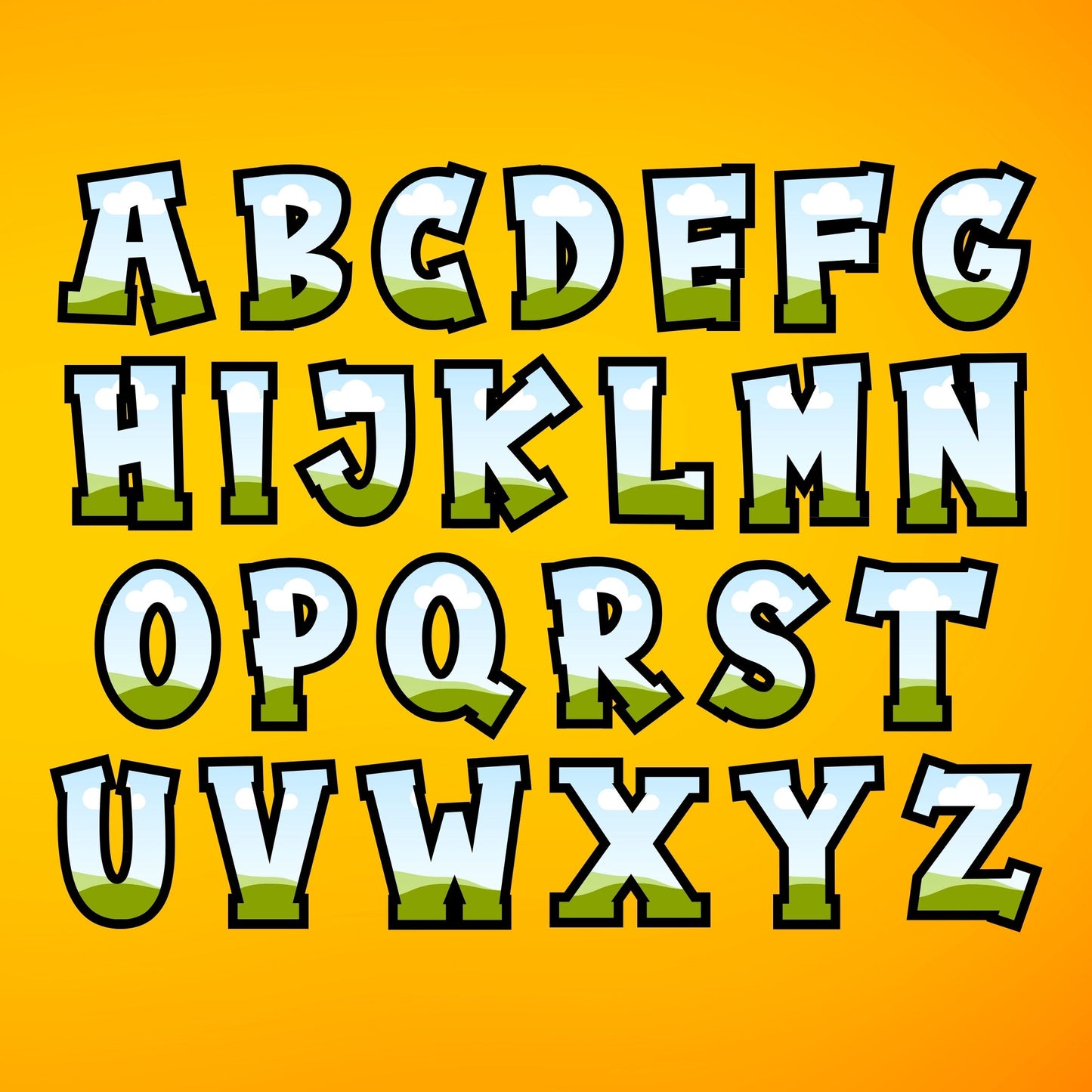 Alphabet Canva Frames - Commercial Use Letters CANVA - Drag and Drop Letters Numbers Frames Alphaset Groovy Alphabet Designs Canva Templates
