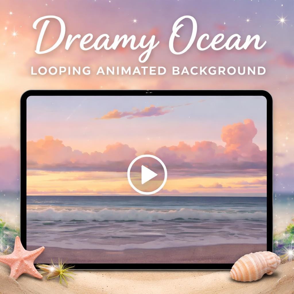 Ocean Loop Video | Sunset Sea Waves Animated Background, Calming Wave Loop | Seamless Abstract Screen, Sunset Video for Displays