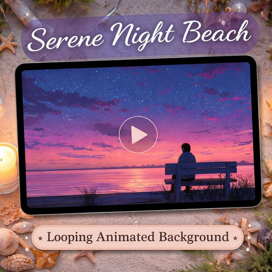 Anime Sunset Beach Loop Video | Tropical Ocean Animated Background | Relaxing Desktop, Stream, Overlay Use