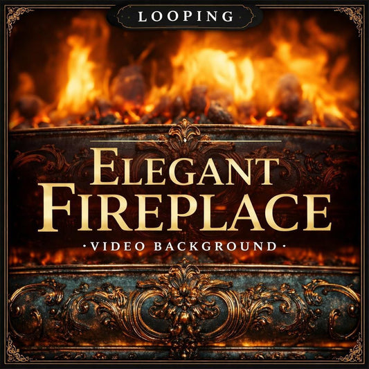 Vintage Fireplace Fire Loop Video | Seamless Animated Background | Cozy Fireplace Video Background for Streaming, Events, YouTube