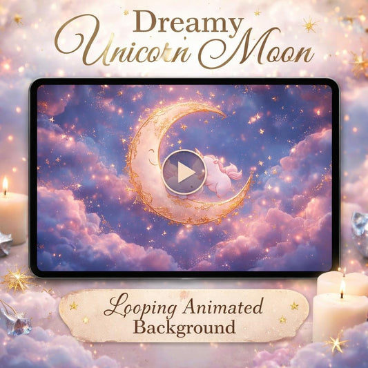 Unicorn Moon Animated Background | Night Sky Loop, Space Video, Baby Nursery, Soothing Loop Video