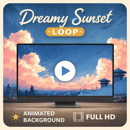 Japan Sunset Sky Rocket Loop | Anime & Kawaii sky background, cloud loop, Japan video | Animated background loop video