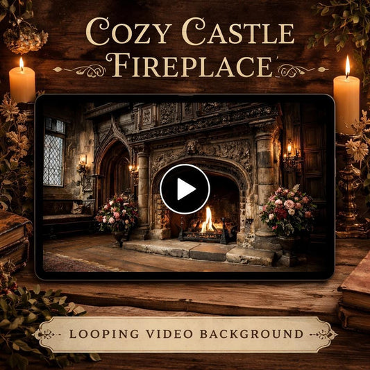 Medieval Castle Fireplace Animated Background | Cozy Lo‑Fi Seamless Loop Video | Ambient Video Background for Streaming & Study