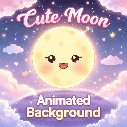 Kawaii Moon Background Loop | Night Sky Animated Video, Space Loop, Moon Video | Nursery Background, Calm Sleep Scene