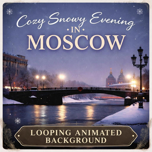 Snowy Winter City Bridge Loop | Cozy snowy background, neon city ambience, gentle snow loop video | Christmas decor, streams, ASMR