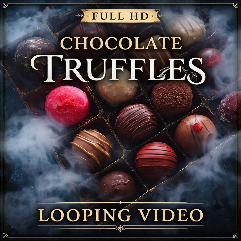 Chocolate Truffles Loop Video | Animated Box Background, Seamless Loop | Food & Drink Video Backdrop for Ads, Social Media, Menus