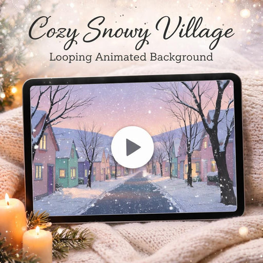 Winter snowy village loop | Cozy animated background, lofi ambience, snow video | Relax, screensaver, stream backdrop