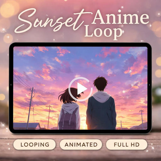 Anime Sunset Loop Background | Aesthetic Animated Video, Lofi Cozy Ambience | Anime Video for Stream, YouTube, Study