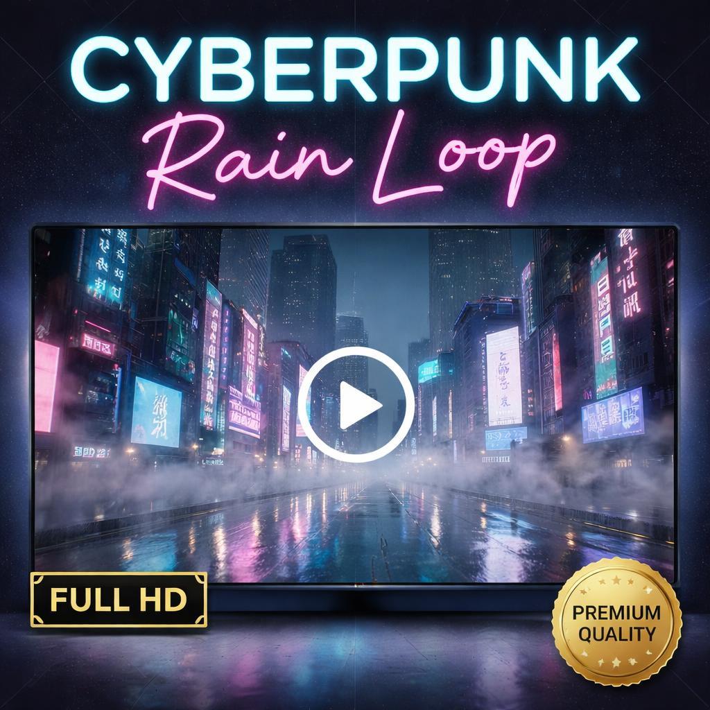 Neon Tokyo Rain Loop | Cyberpunk city background, cozy ambience, animated backdrop | rain loop video for streams & VTubers
