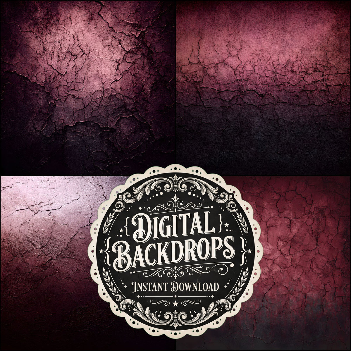 Dark Burgundy Plain digital photography backdrops, preview of the downloadable set