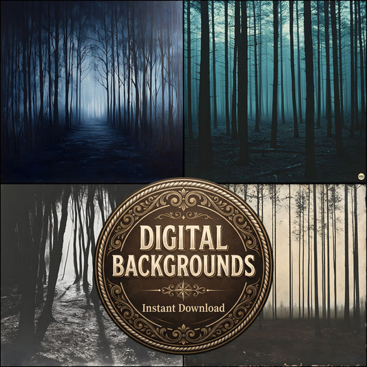 Dark Spooky Halloween digital photography backdrops, preview of the downloadable set