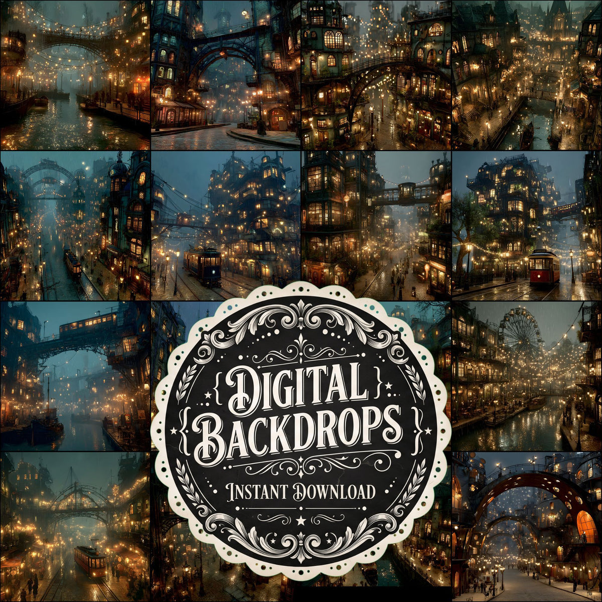 Dark Steampunk City Atmosphere Backdrop Images
