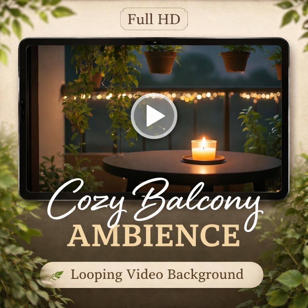 Animated Background Loop | Cozy Balcony Candle Night Ambience | Lofi Seamless Video for Study, Relax, Streaming