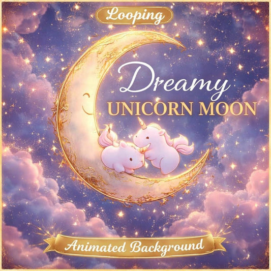 Unicorn Moon Animated Background | Night Sky Loop, Space Video, Baby Nursery, Soothing Loop Video
