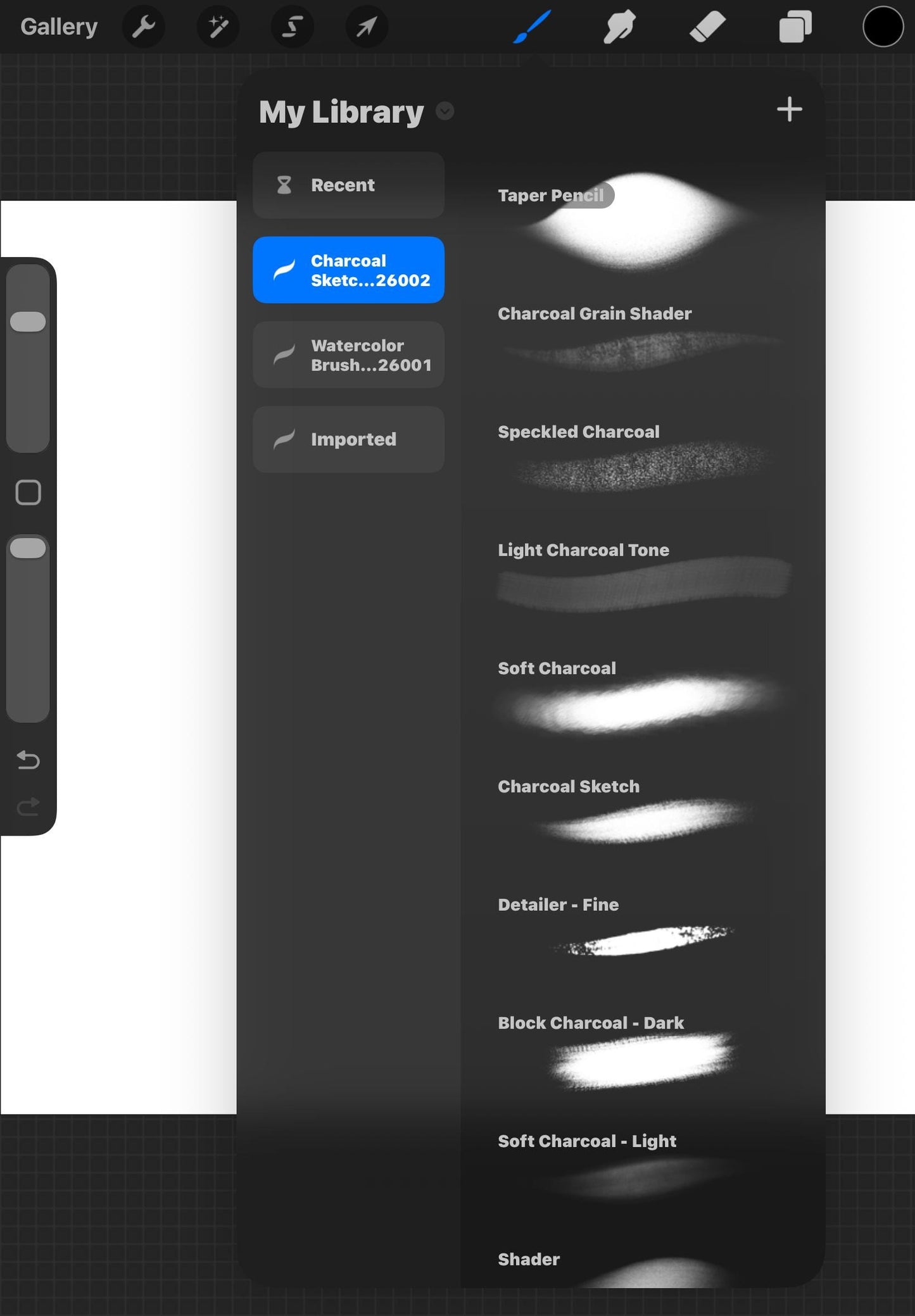 39 Charcoal Procreate Brushes, Sketch, Shading, Texture (Digital Download)